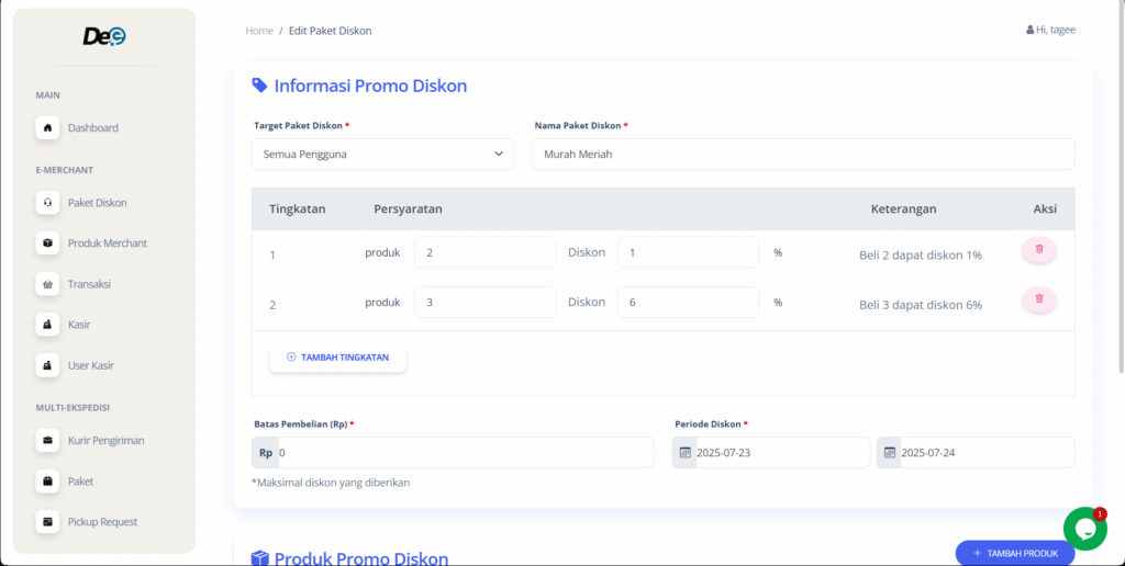 Klik tombol berwarna hijau untuk mengubah informasi terkait.