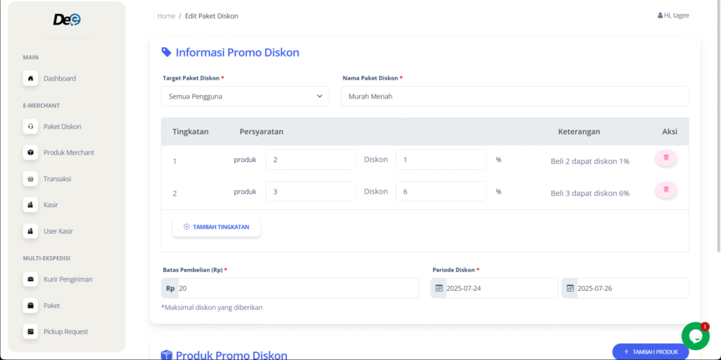 Klik tombol berwarna hijau untuk mengubah informasi terkait.