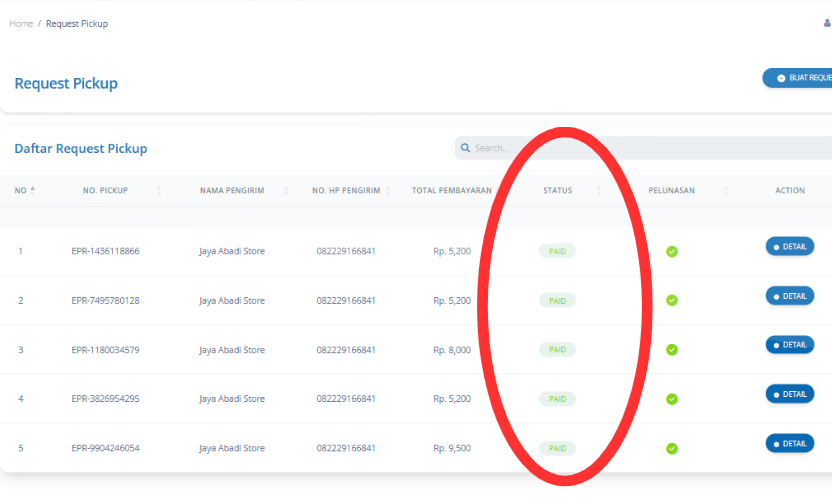Lakukan pembayaran, dan pickup akan diproses