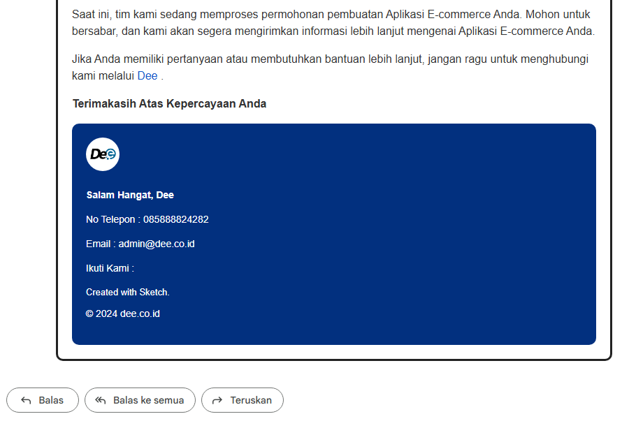 Proses pendaftaran selesai.