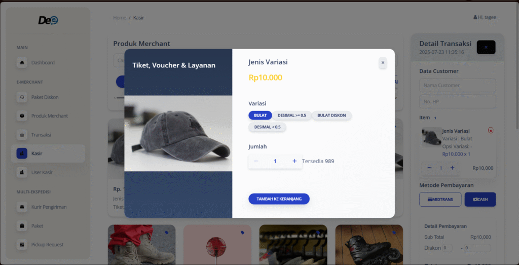 Sesuaikan variasi dan jumlah lalu klik tombol “Tambah ke Keranjang”