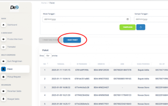 Pergi ke “Paket” dan klik tombol ‘Buat Paket’