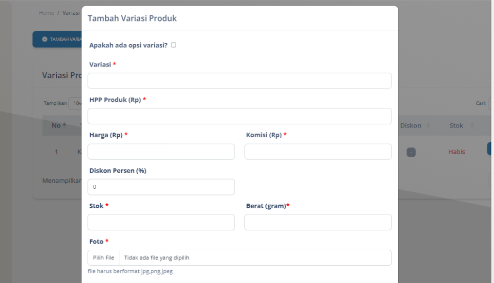 Lengkapi formulir yang tersedia.