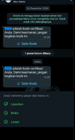 Masukkan kode verifikasi yang sesuai dengan kode yang dikirimkan ke nomor WA-mu.