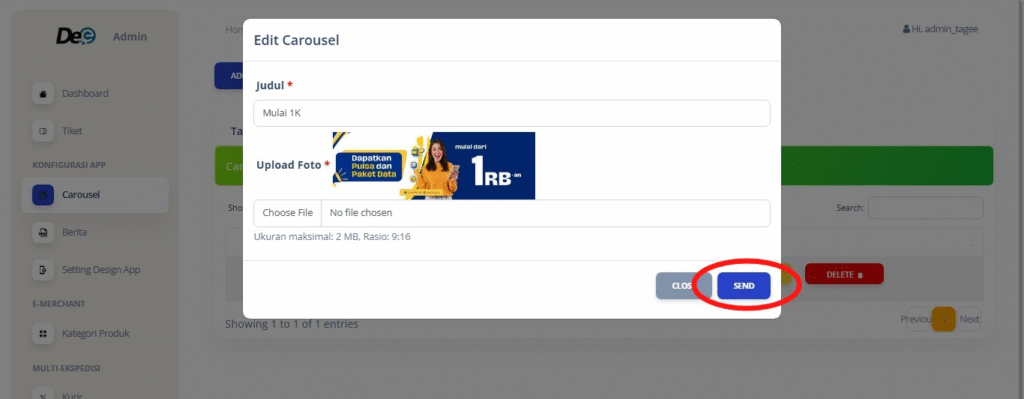 Mengedit dan Menghapus Carousel yang Sudah Ada