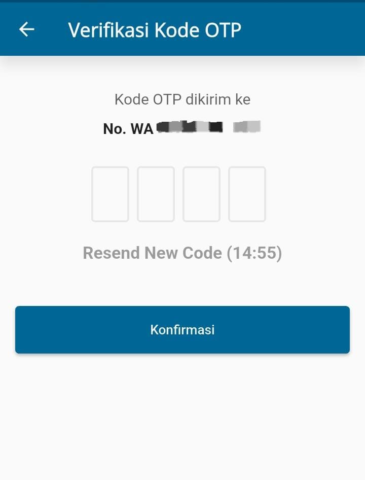 Masukkan kode verifikasi yang dikirim melalui whatsapp