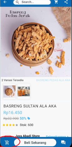 Klik produk yang kamu inginkan. Klik logo “Keranjang” yang berada di sebelah tombol “Beli Sekarang”.