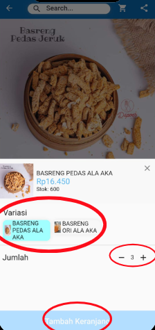 Pilih variasi yang kamu inginkan, input jumlah yang kamu inginkan lalu klik “Tambah Keranjang”.