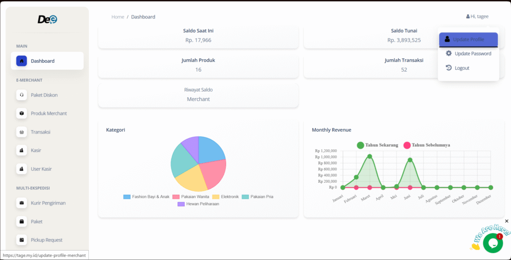 Klik bagian pojok kanan atas lalu pilih “Update Profile”