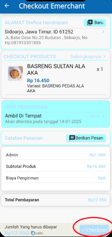 Lengkapi input yang tersedia lalu klik “Checkout”.
