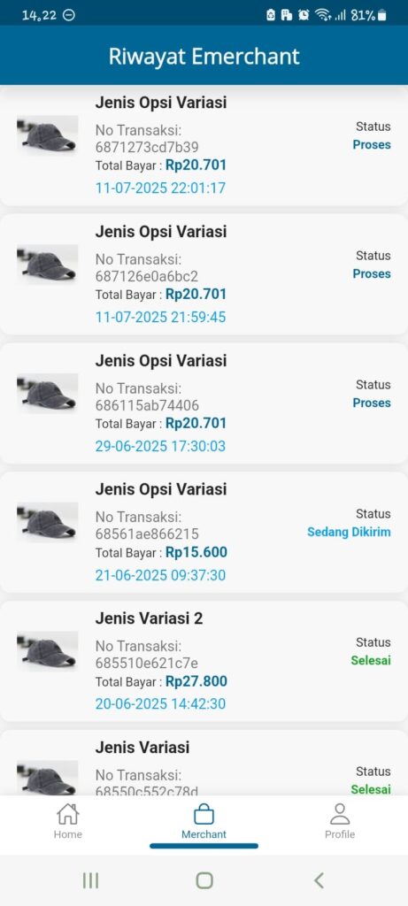 Di halaman “Riwayat”, kamu dapat melihat riwayat transaksi yang pernah kamu lakukan. Klik produk yang telah kamu beli dan akan muncul detail terkait transaksi.