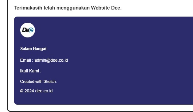 Proses pendaftaran selesai.